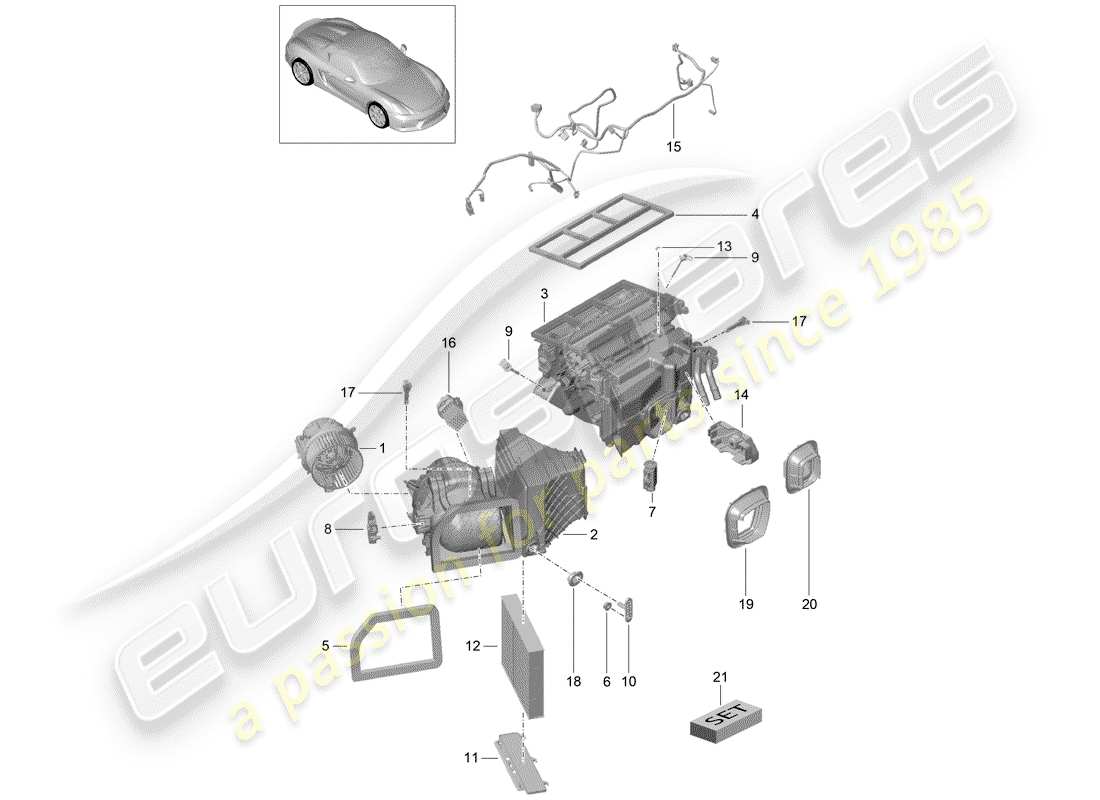Porsche Boxster Spyder (2016) AIR CONDITIONER Part Diagram