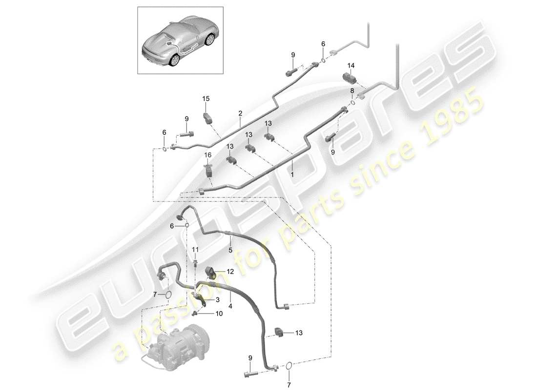 Porsche Boxster Spyder (2016) REFRIGERANT CIRCUIT Part Diagram