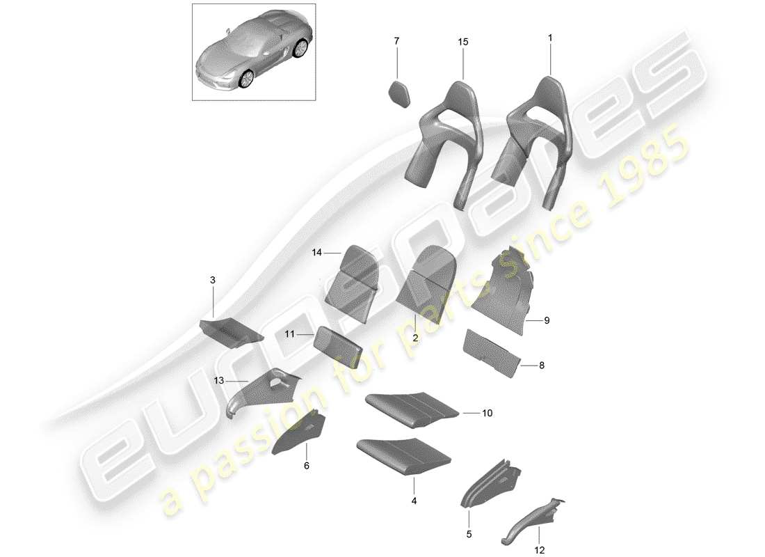 Porsche Boxster Spyder (2016) foam part Part Diagram