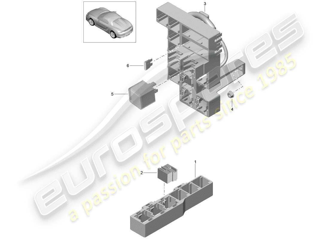 Porsche Boxster Spyder (2016) fuse box/relay plate Part Diagram
