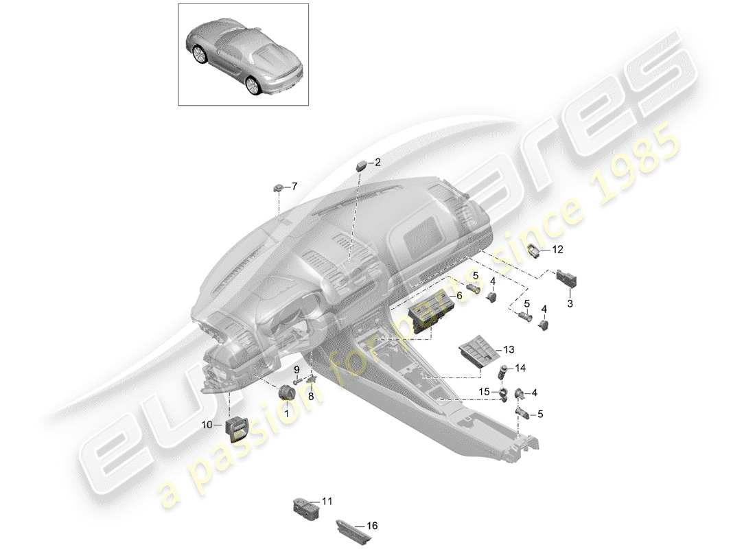 Porsche Boxster Spyder (2016) SWITCH Part Diagram