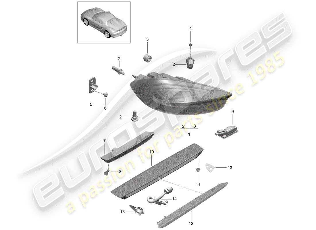 Porsche Boxster Spyder (2016) REAR LIGHT Part Diagram