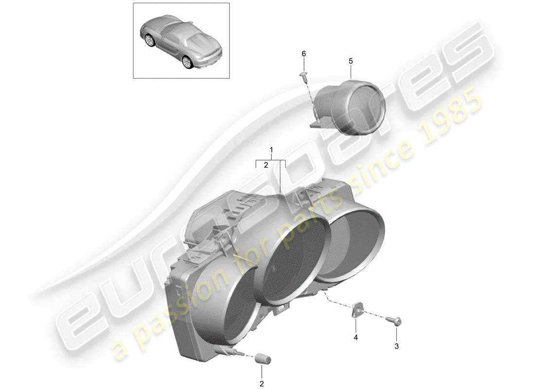 Porsche Boxster Spyder (2016) Instruments Part Diagram