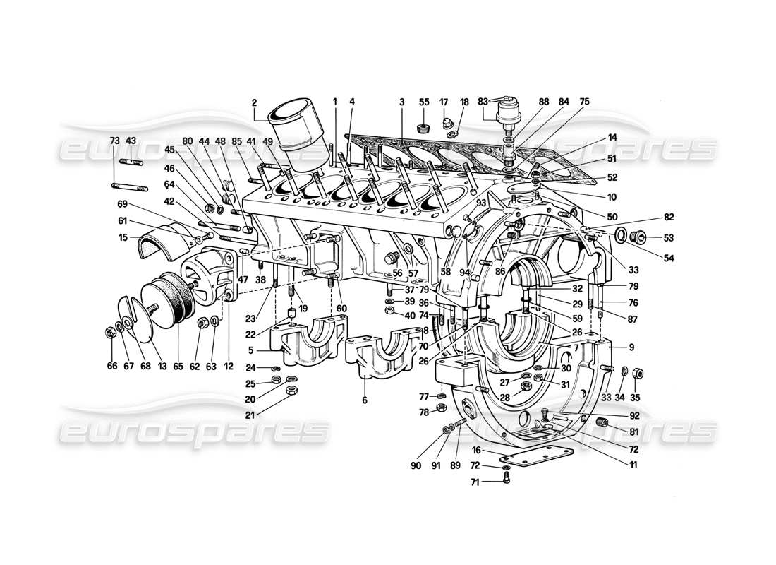 Ferrari 412 (Mechanical) crankcase Part Diagram