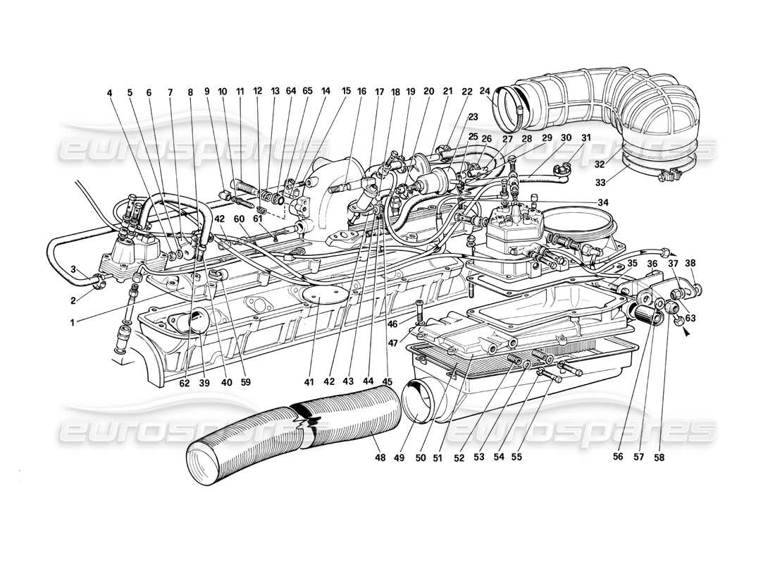 Ferrari 412 (Mechanical) Fuel Injection System - Air Intake, Lines Part Diagram