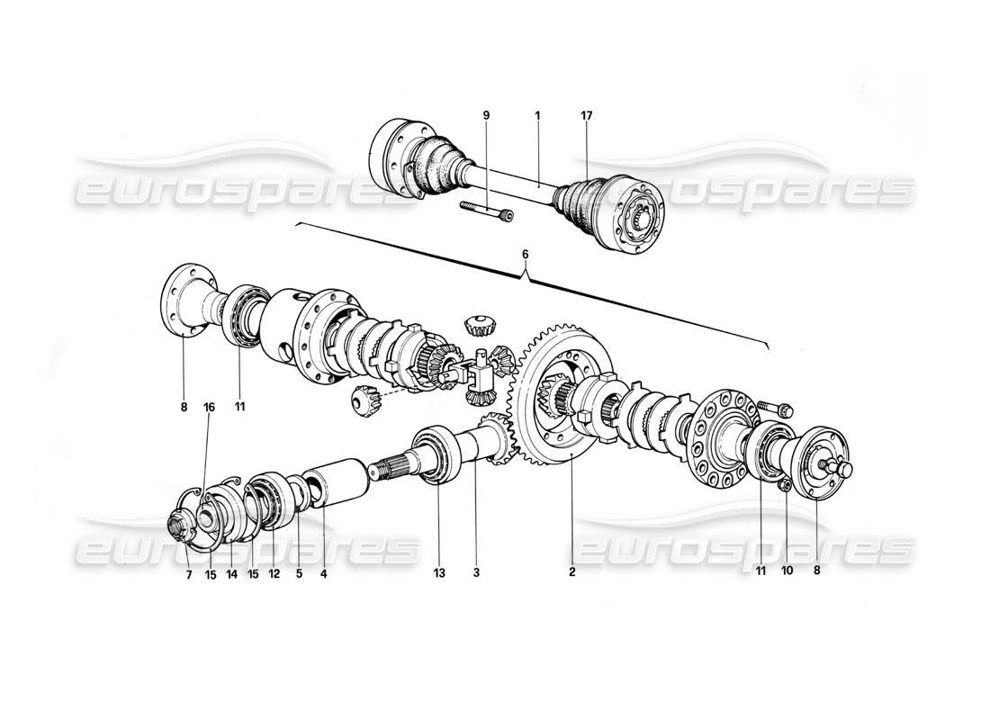 Ferrari 412 (Mechanical) Differential & Axle Shafts Part Diagram