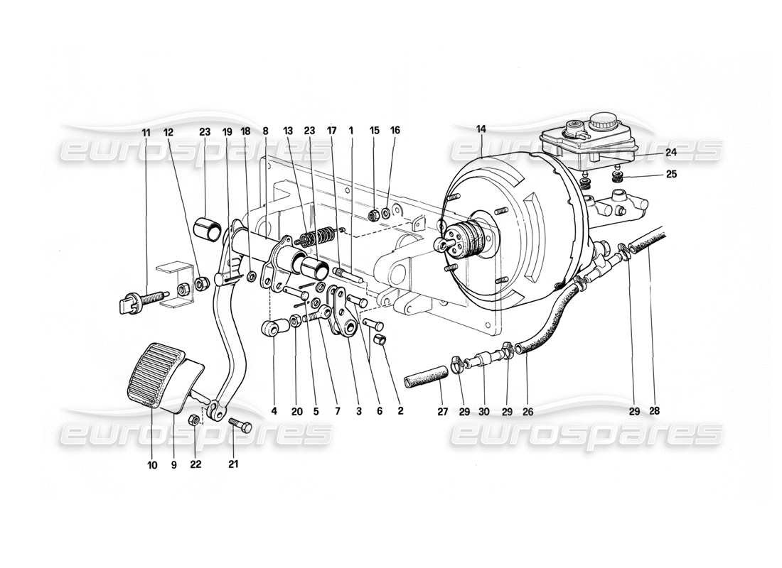 Ferrari 412 (Mechanical) Brakes Hydraulic Control - 412 M. RHD Part Diagram