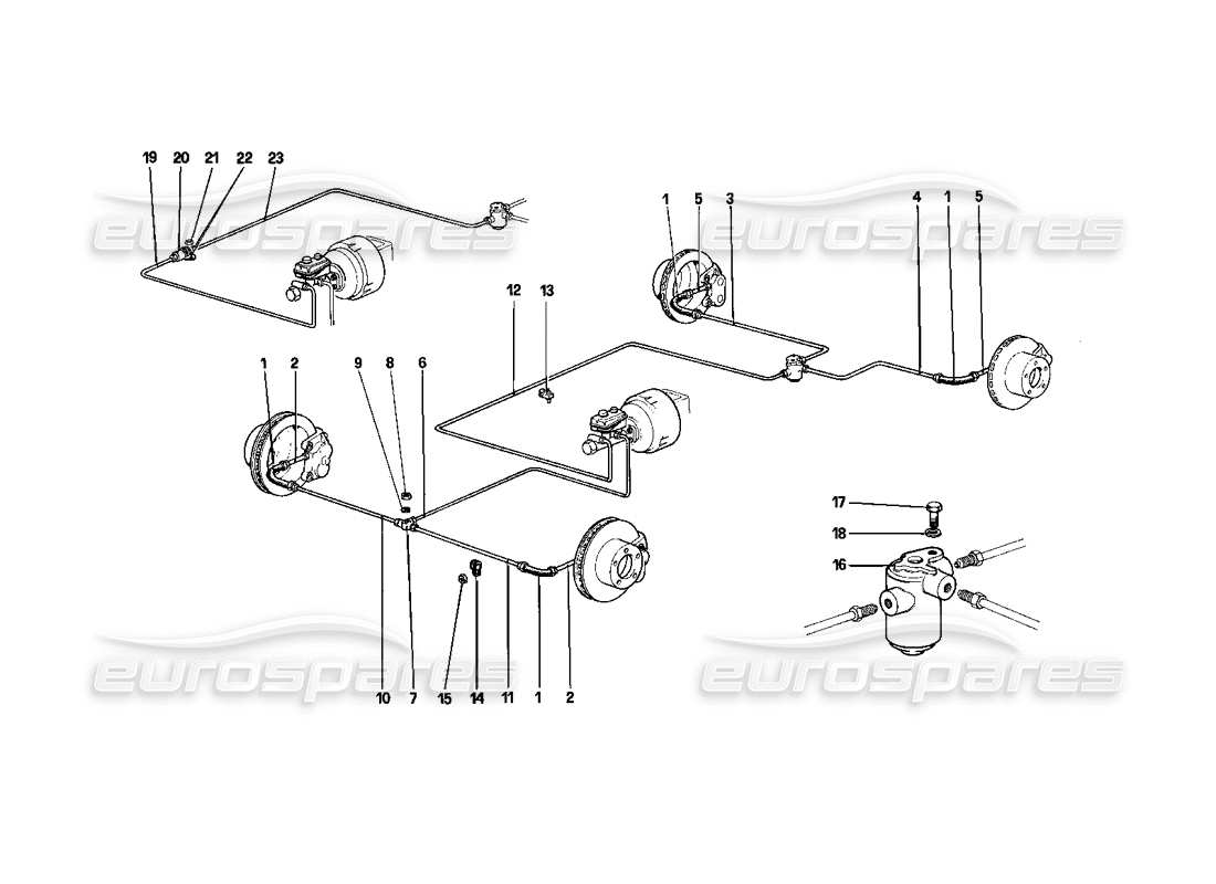 Ferrari 412 (Mechanical) Brakes System Part Diagram