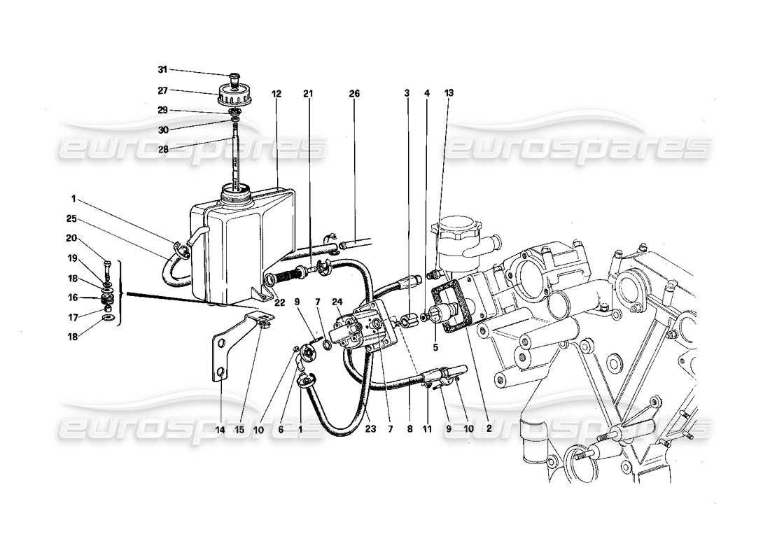 Ferrari 412 (Mechanical) Rear Suspension - Oil Tank and Oil Pump Part Diagram