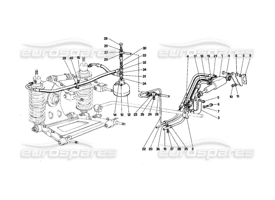Ferrari 412 (Mechanical) Rear Suspension - Self - Levelling Valve and Oil Lines Part Diagram