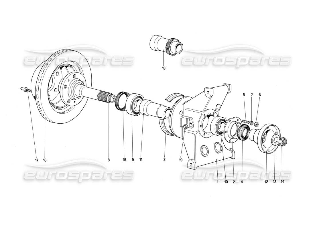 Ferrari 412 (Mechanical) Rear Suspension - Brake Disc Part Diagram