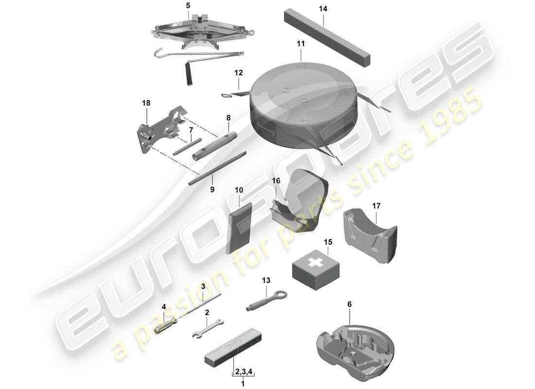 Porsche Boxster Spyder (2019) TOOL Part Diagram