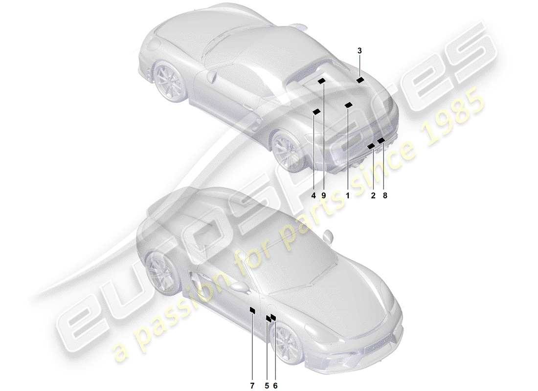 Porsche Boxster Spyder (2019) signs/notices Part Diagram