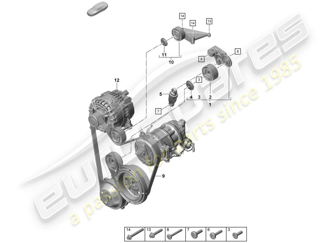 Porsche Boxster Spyder (2019) v-ribbed belt Part Diagram