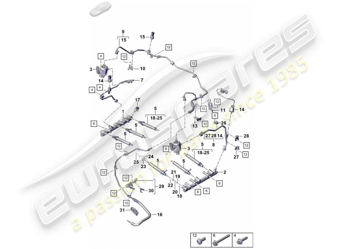 Porsche Boxster Spyder (2019) injection system Part Diagram