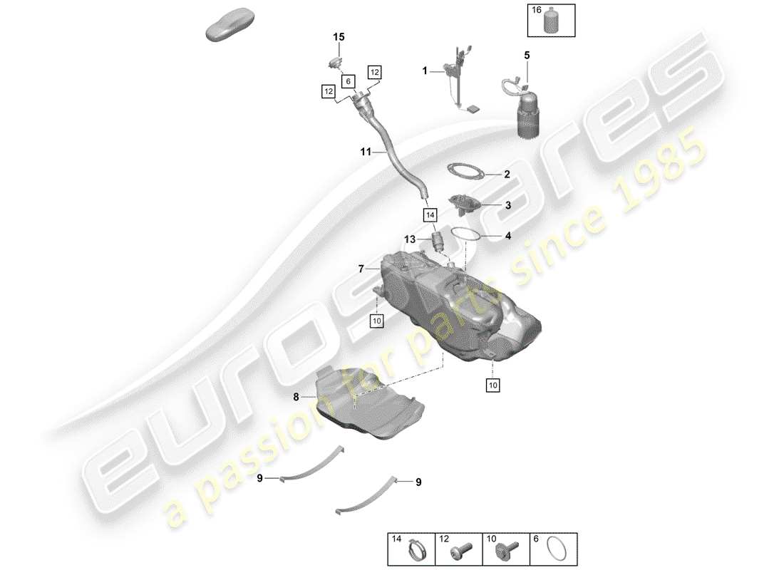 Porsche Boxster Spyder (2019) FUEL TANK Part Diagram