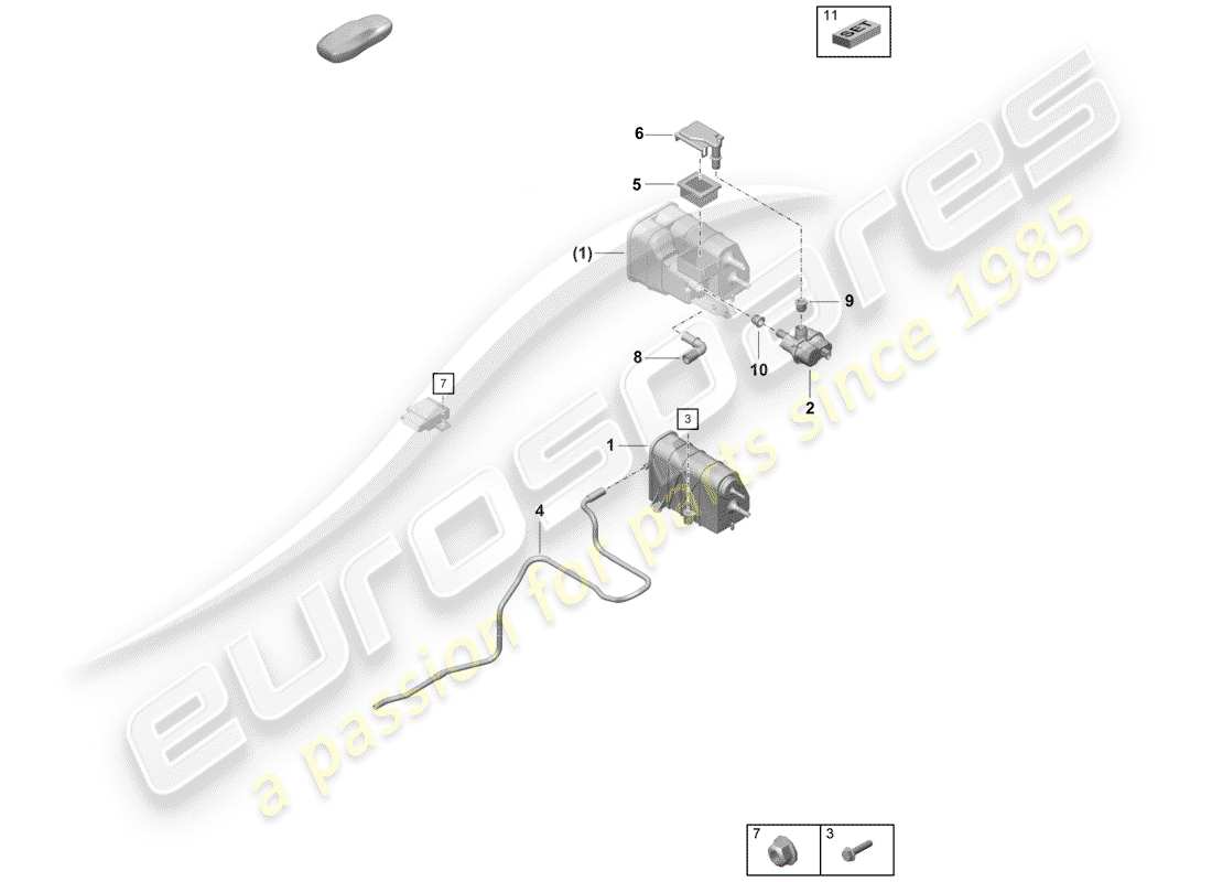 Porsche Boxster Spyder (2019) EVAPORATIVE EMISSION CANISTER Part Diagram
