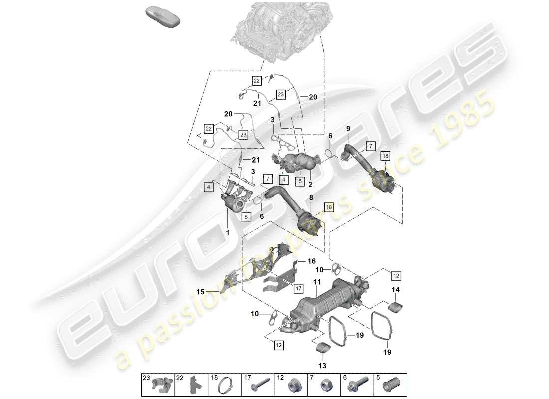 Porsche Boxster Spyder (2019) Exhaust System Part Diagram