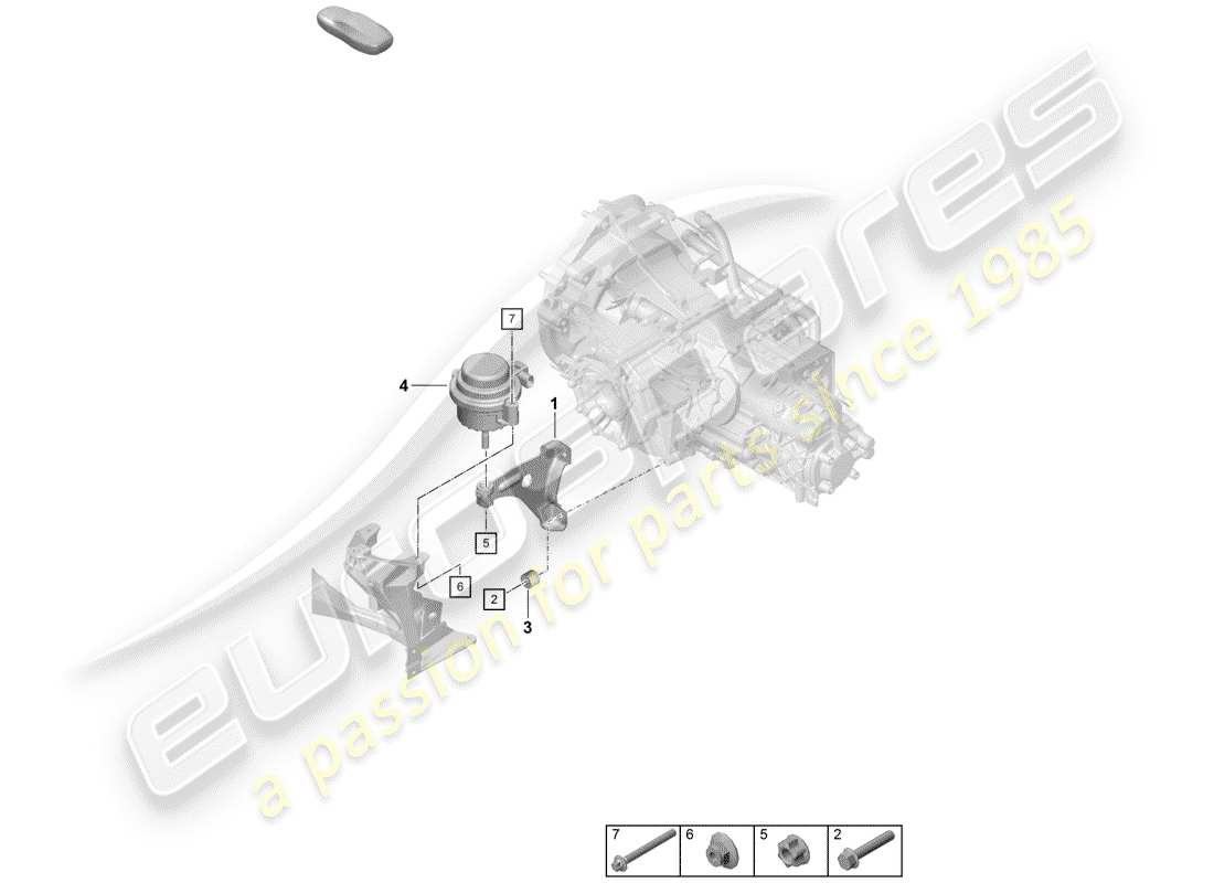 Porsche Boxster Spyder (2019) gearbox mounting Part Diagram