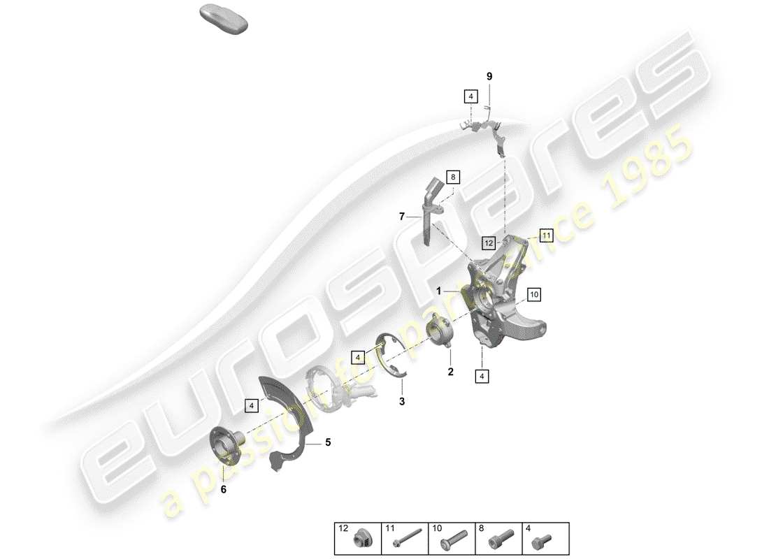 Porsche Boxster Spyder (2019) wheel carrier Part Diagram