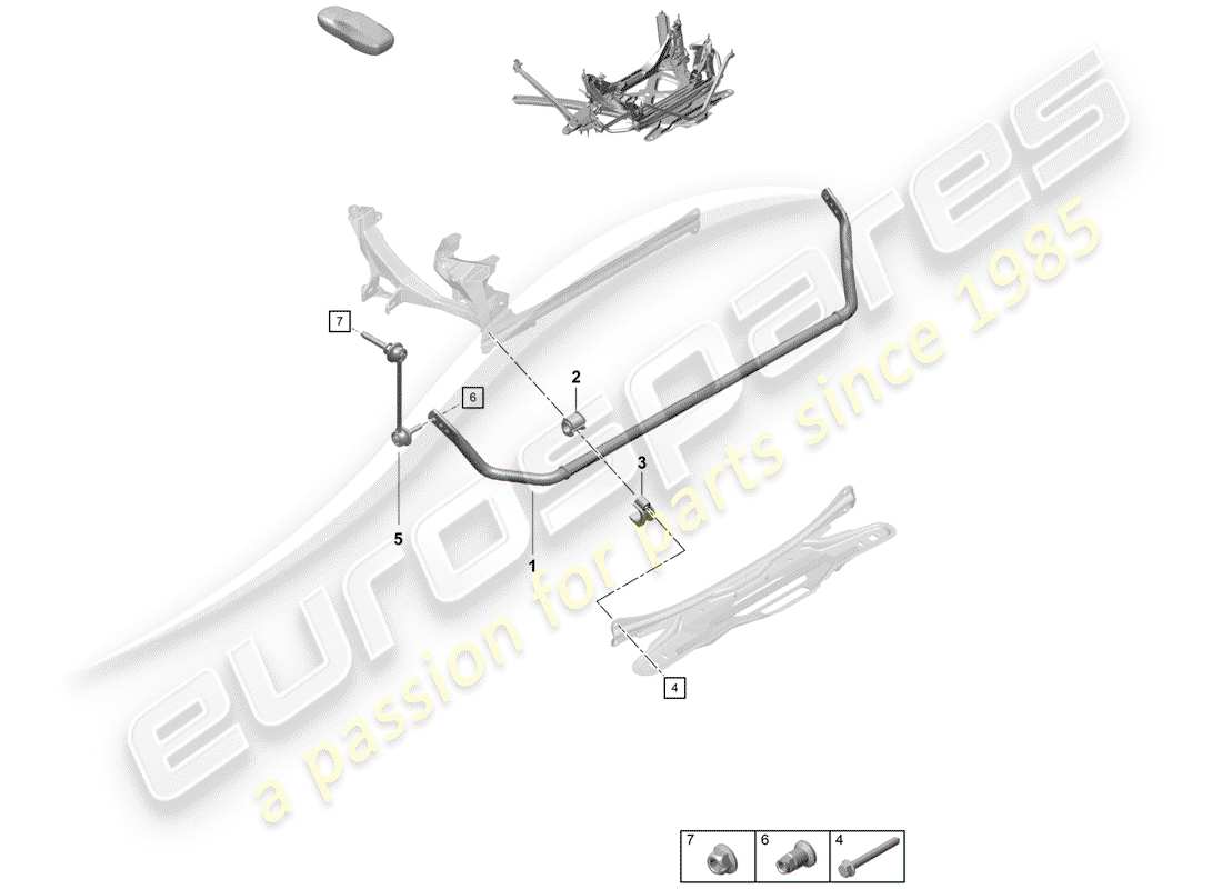 Porsche Boxster Spyder (2019) stabilizer Part Diagram