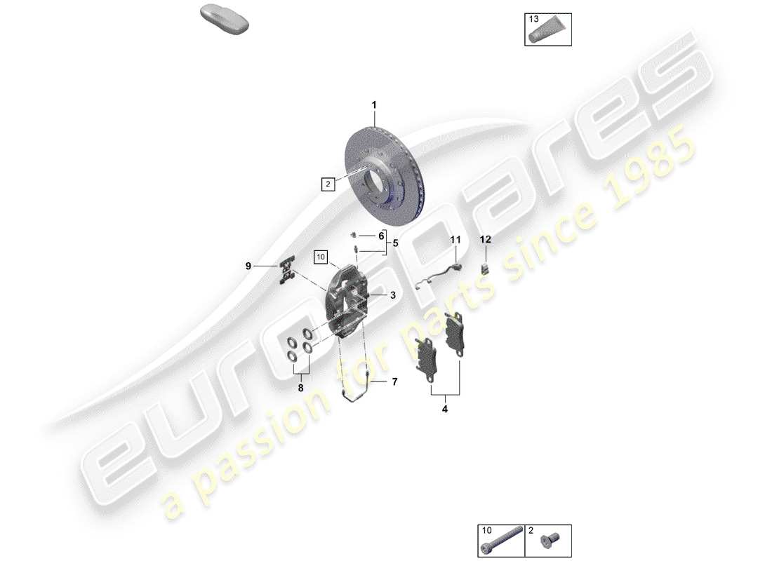 Porsche Boxster Spyder (2019) disc brakes Part Diagram