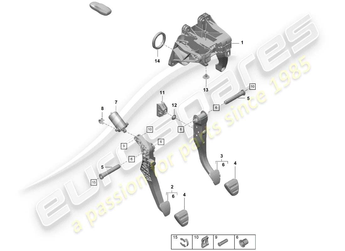 Porsche Boxster Spyder (2019) BRAKE AND ACC. PEDAL ASSEMBLY Part Diagram