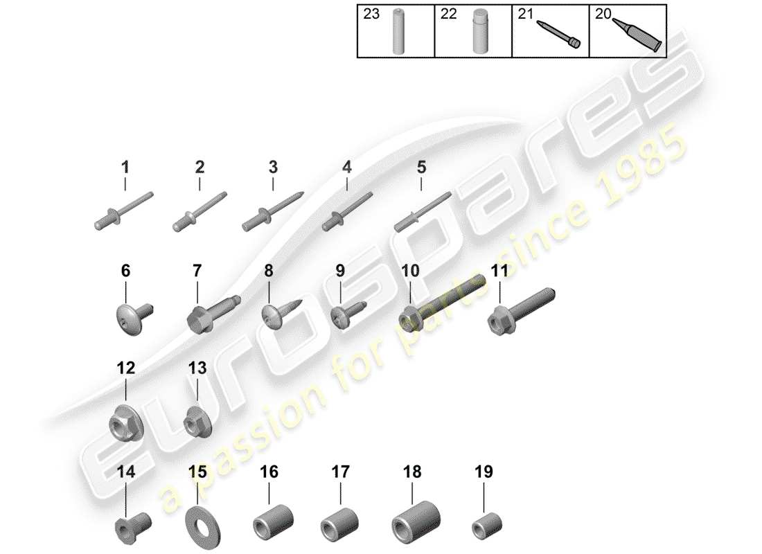 Porsche Boxster Spyder (2019) fasteners Part Diagram