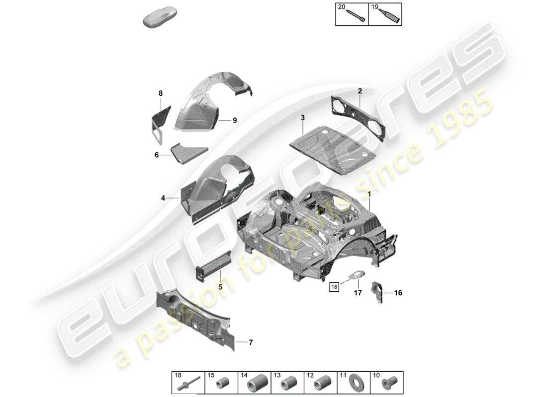 Porsche Boxster Spyder (2019) REAR END Part Diagram