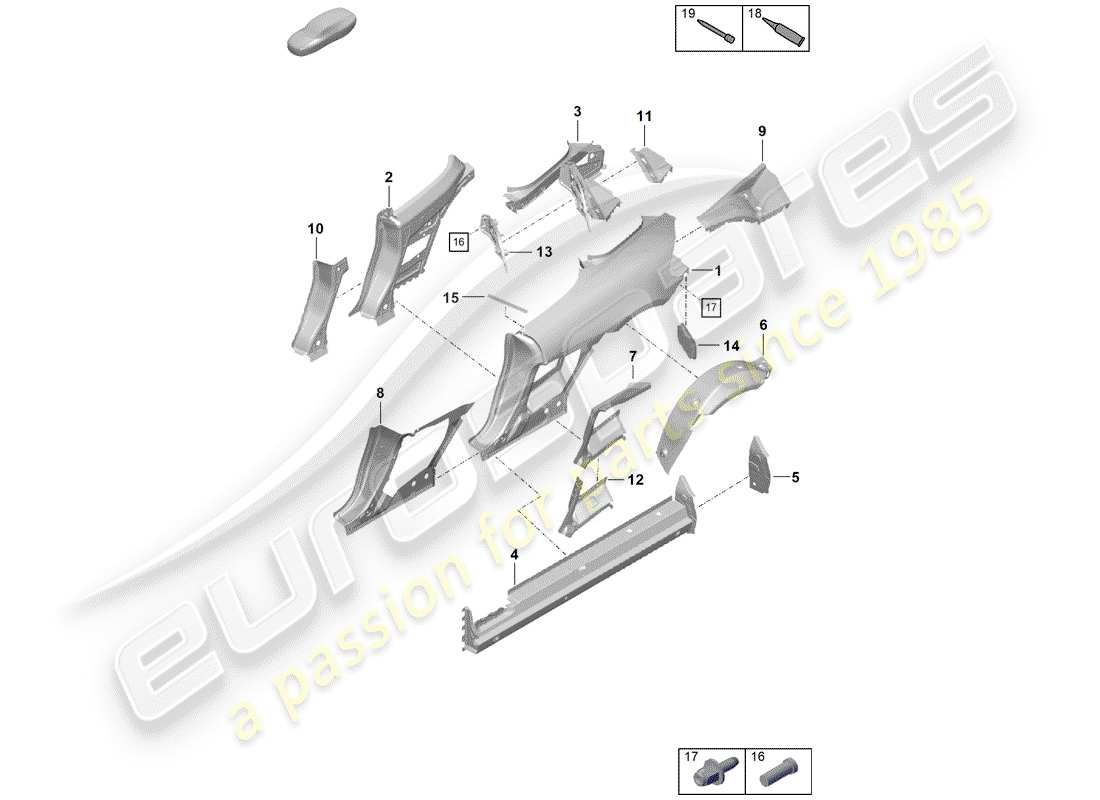 Porsche Boxster Spyder (2019) SIDE PANEL Part Diagram