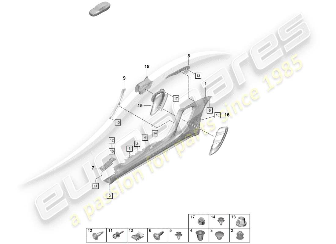 Porsche Boxster Spyder (2019) SIDE MEMBER TRIM Part Diagram