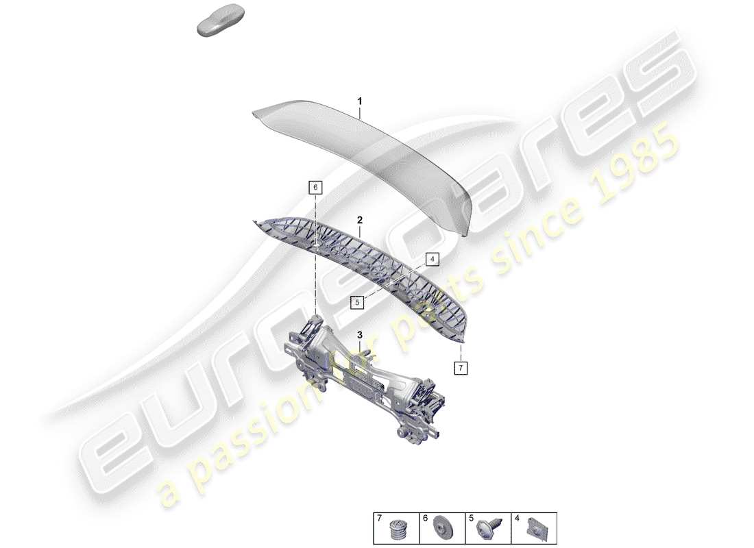 Porsche Boxster Spyder (2019) REAR SPOILER Part Diagram
