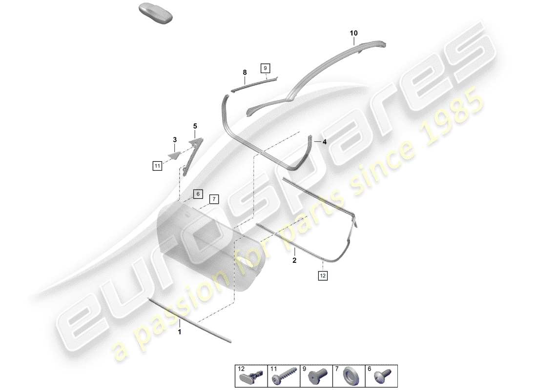 Porsche Boxster Spyder (2019) DOOR SEAL Part Diagram
