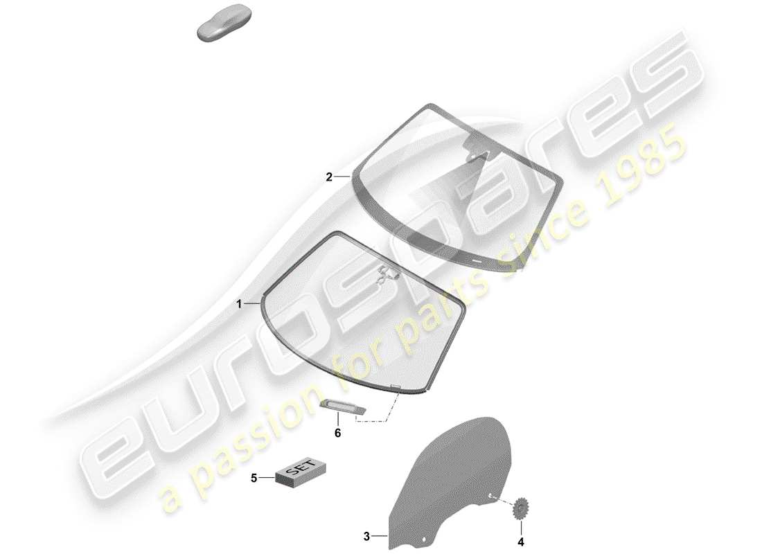 Porsche Boxster Spyder (2019) WINDSHIELD GLASS Part Diagram