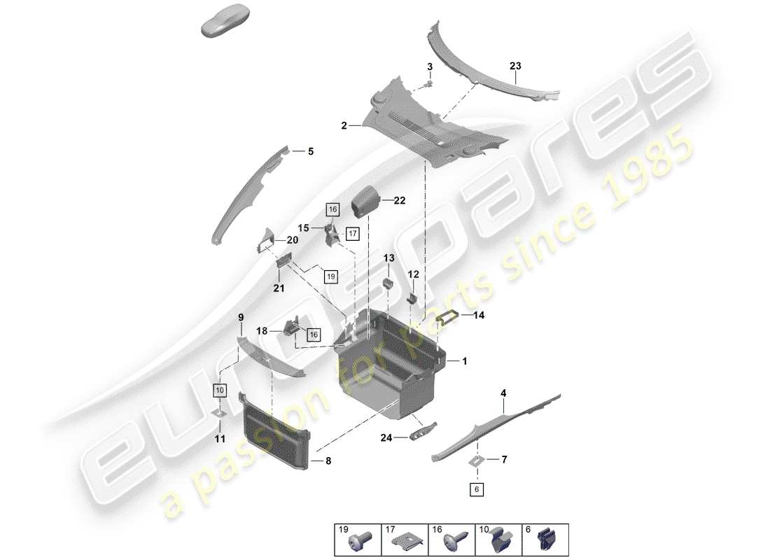 Porsche Boxster Spyder (2019) boot lining Part Diagram