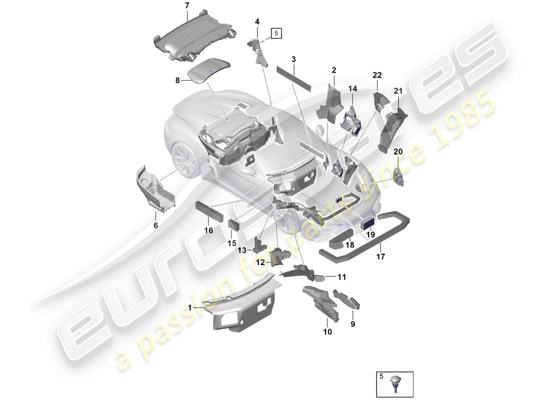Porsche Boxster Spyder (2019) Body Shell Part Diagram