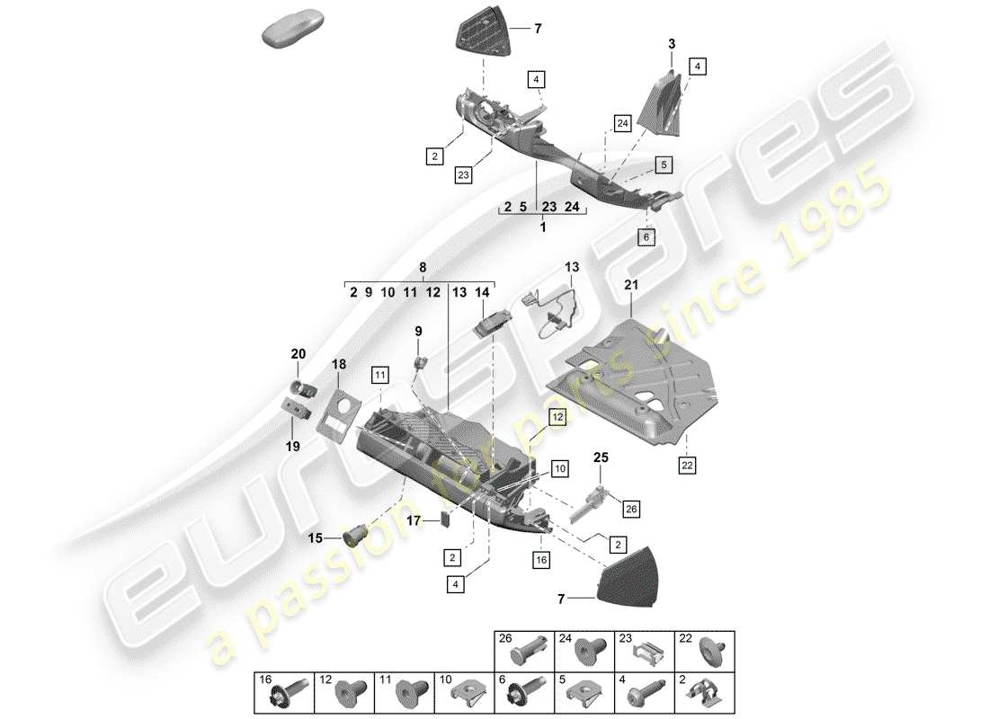 Porsche Boxster Spyder (2019) GLOVE BOX Part Diagram