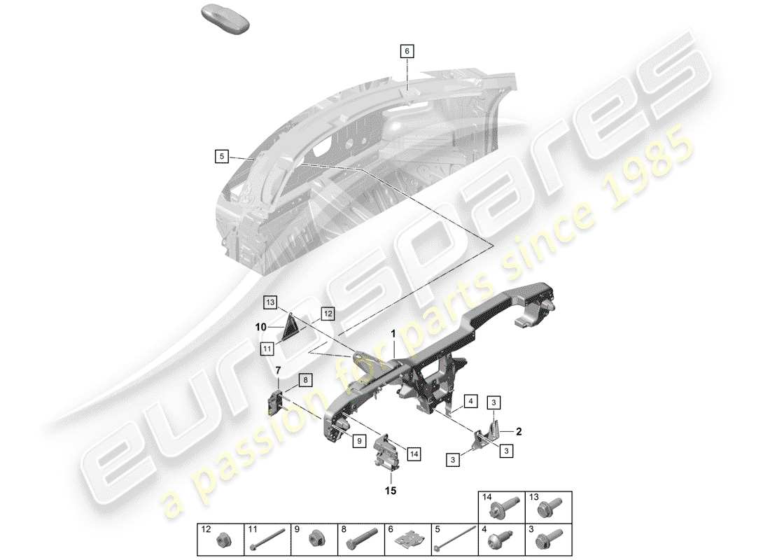 Porsche Boxster Spyder (2019) retaining frame Part Diagram