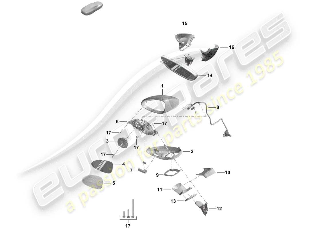 Porsche Boxster Spyder (2019) REAR VIEW MIRROR Part Diagram