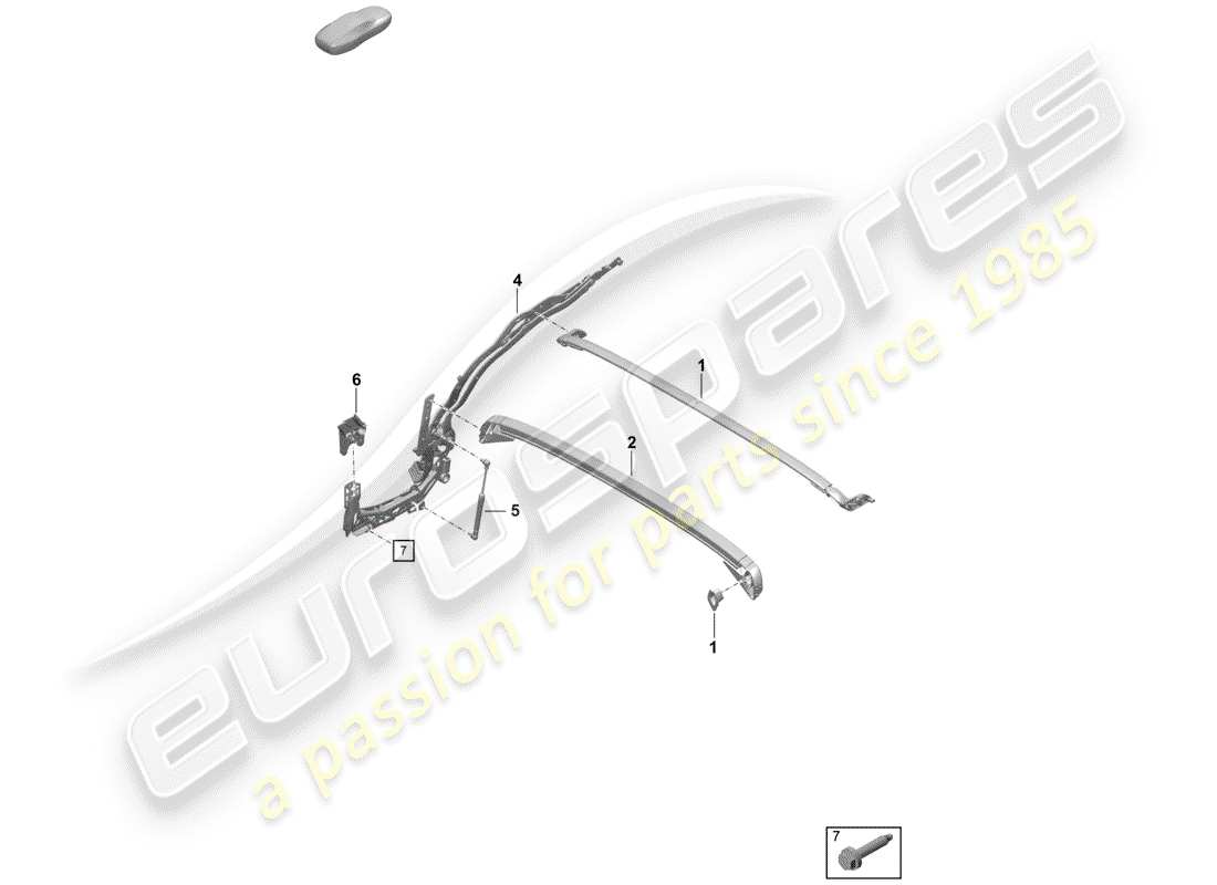 Porsche Boxster Spyder (2019) top frame Part Diagram