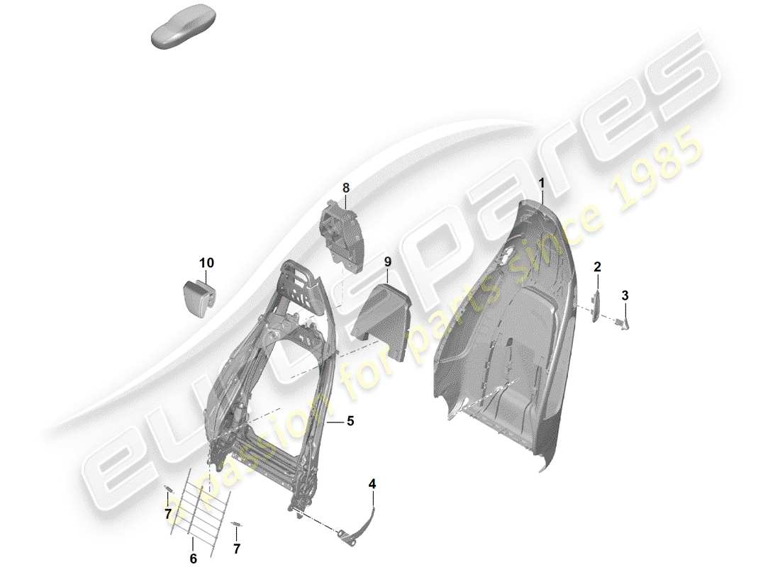 Porsche Boxster Spyder (2019) backrest shell Part Diagram