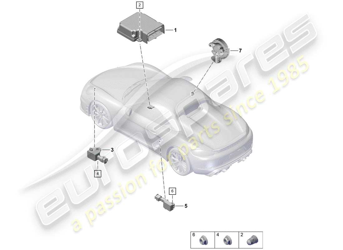 Porsche Boxster Spyder (2019) air bag control module Part Diagram