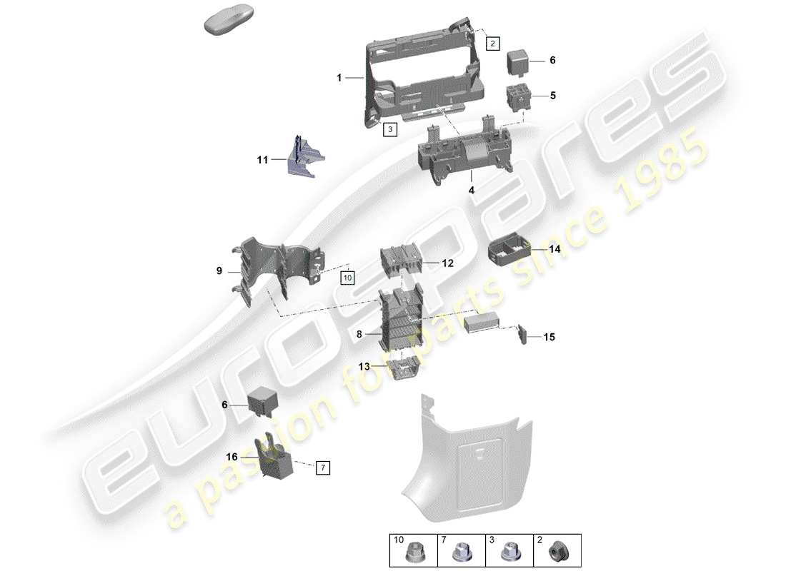 Porsche Boxster Spyder (2019) fuse box/relay plate Part Diagram