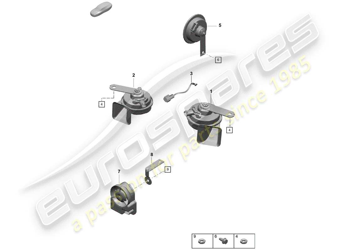 Porsche Boxster Spyder (2019) fanfare horn Part Diagram
