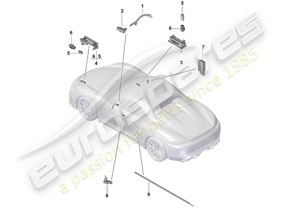 Porsche Boxster Spyder (2019) interior light Part Diagram