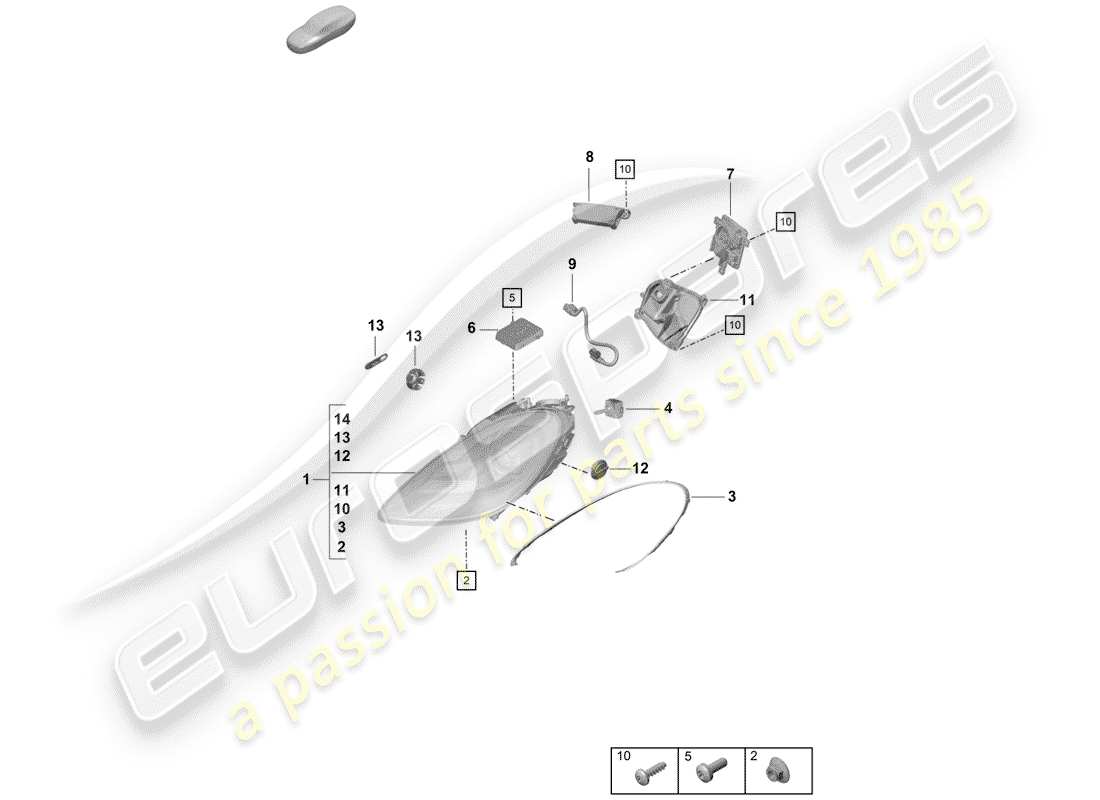 Porsche Boxster Spyder (2019) headlamp Part Diagram
