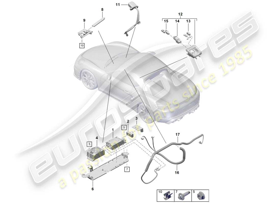 Porsche Boxster Spyder (2019) for vehicles with telephone Part Diagram