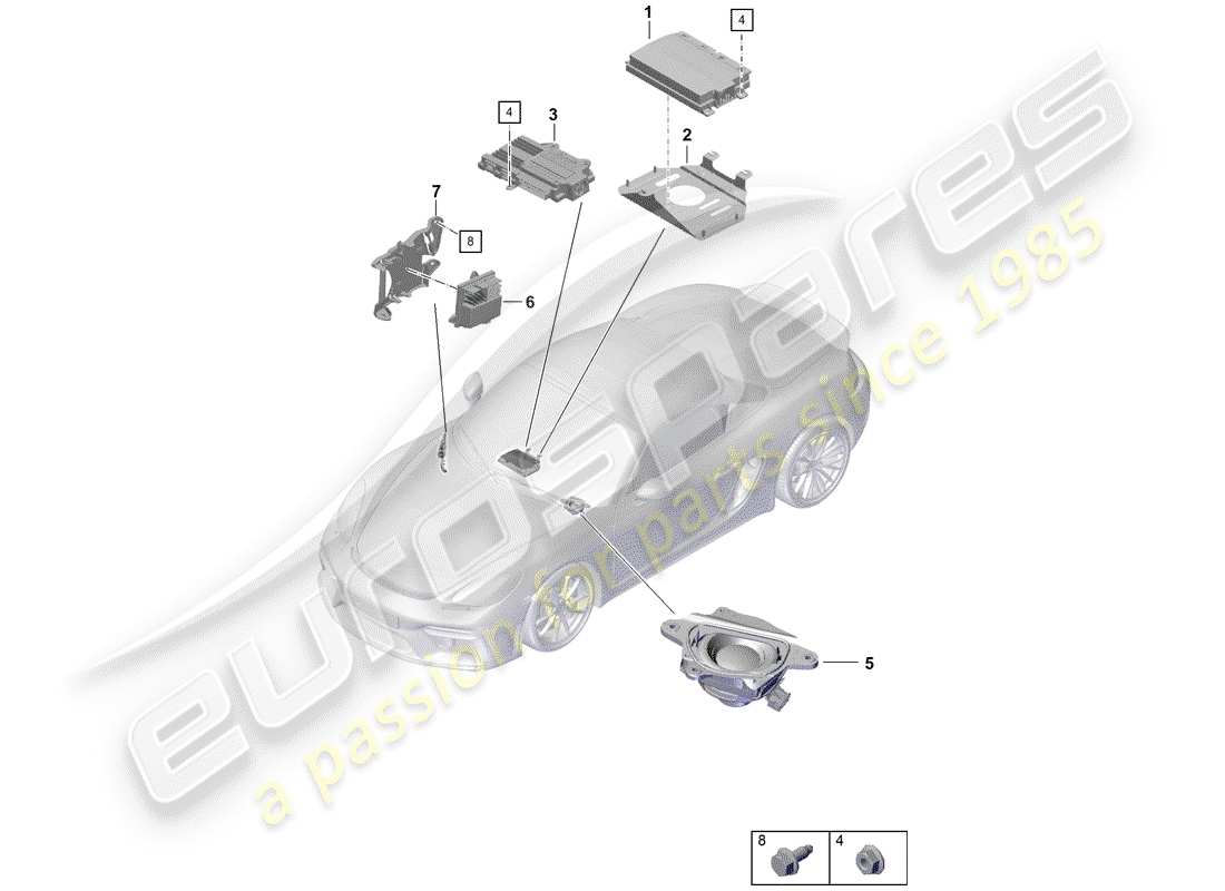 Porsche Boxster Spyder (2019) AMPLIFIER Part Diagram