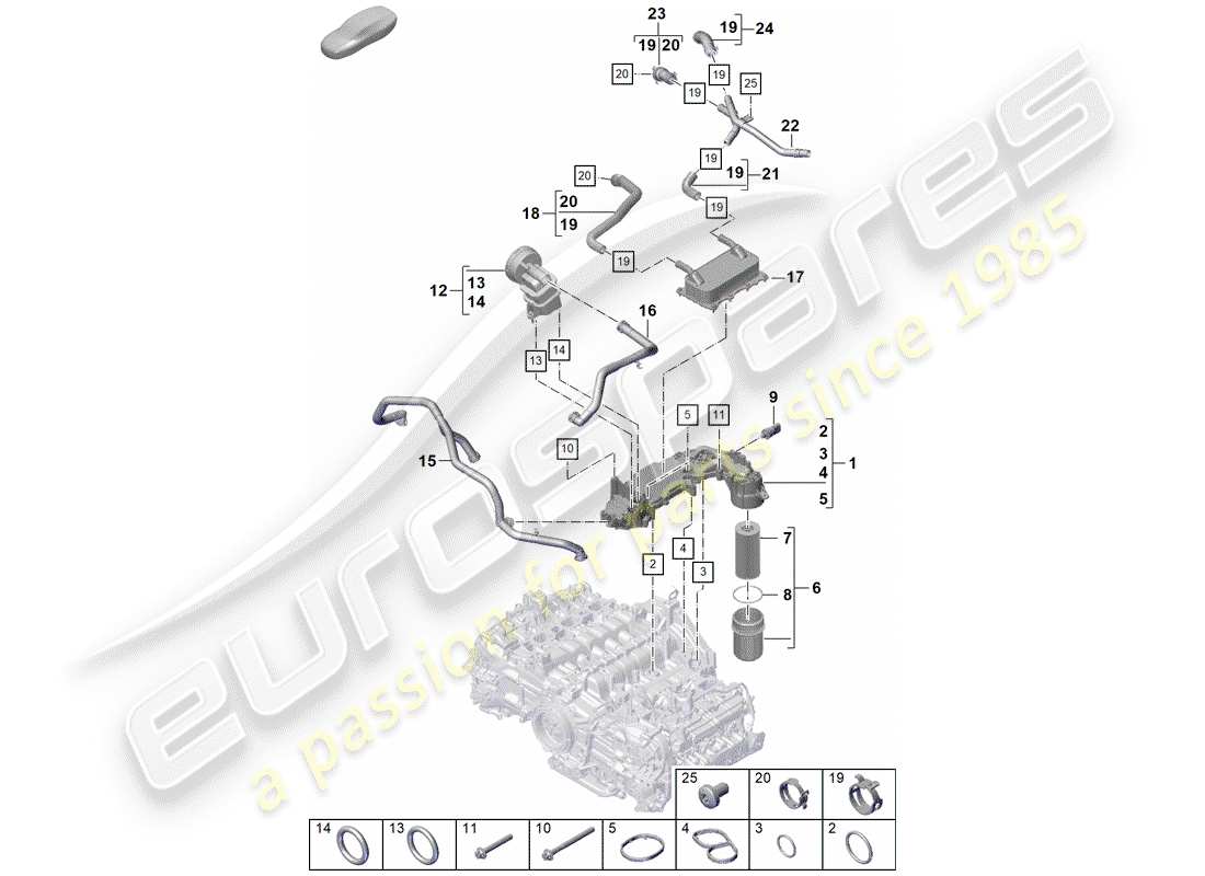 Porsche Boxster Spyder (2020) ENGINE (OIL PRESS./LUBRICA.) Part Diagram