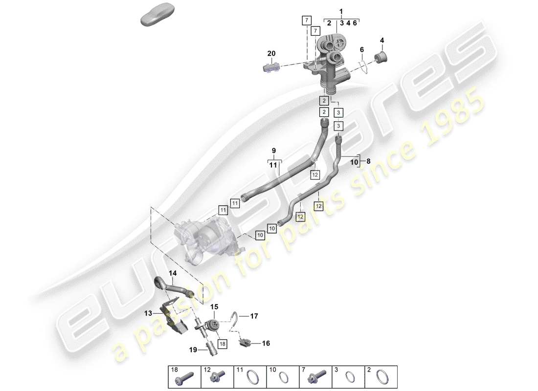 Porsche Boxster Spyder (2020) water cooling Part Diagram